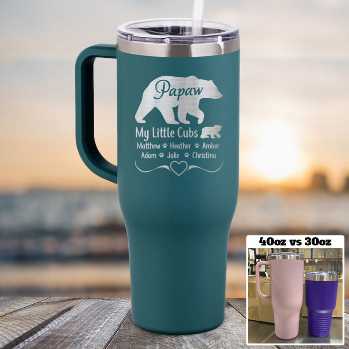 NEW 40oz Grandparents Bear (CUSTOM) Tumbler Personalized with Child's Name