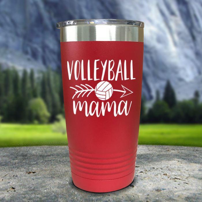 Volleyball Mama Color Printed Tumblers Tumbler ZLAZER 20oz Tumbler Red 