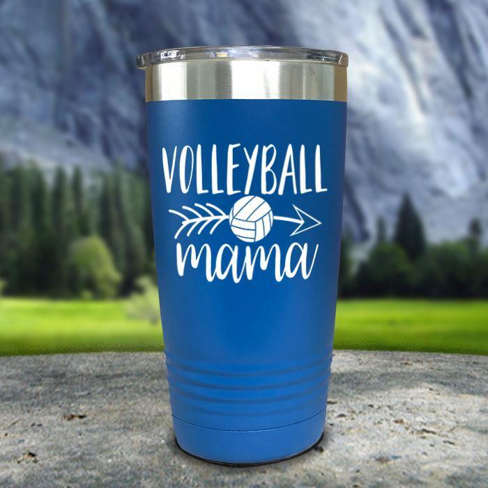 Volleyball Mama Color Printed Tumblers Tumbler ZLAZER 20oz Tumbler Blue 