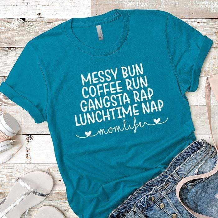 Messy Bun Premium Tees T-Shirts CustomCat Turquoise X-Small 