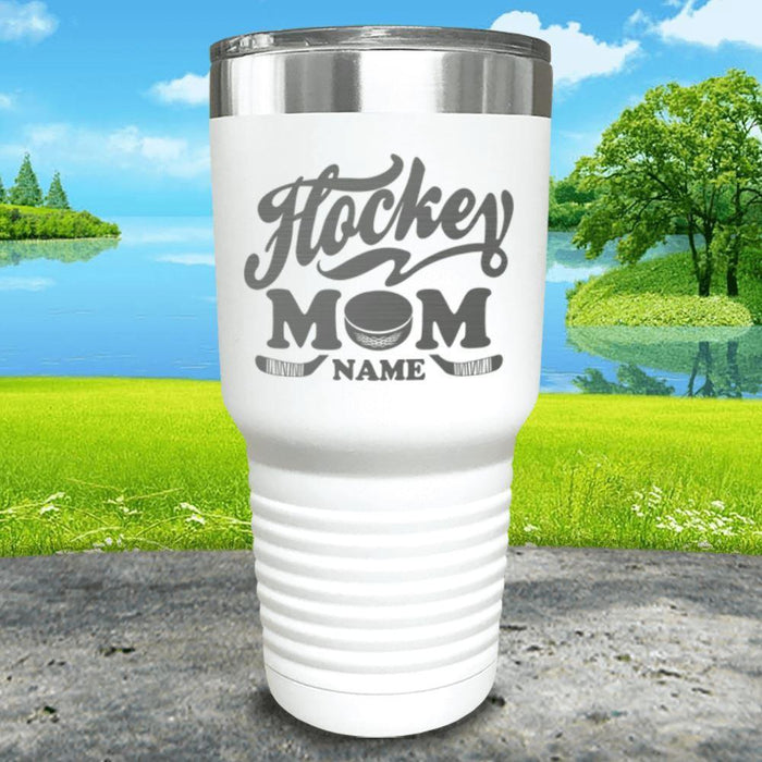 Hockey Mom (CUSTOM) Engraved Tumblers Tumbler ZLAZER 30oz Tumbler White 