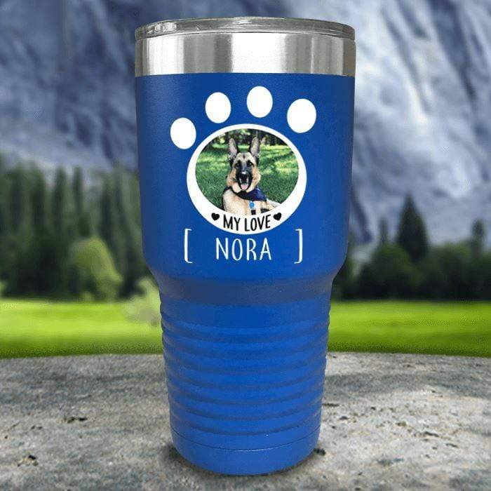 Personalized Pet Photo Color Printed Tumblers Tumbler Nocturnal Coatings 30oz Tumbler Blue 