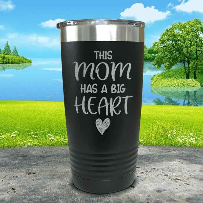 Mom Big Heart Engraved Tumbler Tumbler ZLAZER 20oz Tumbler Black 