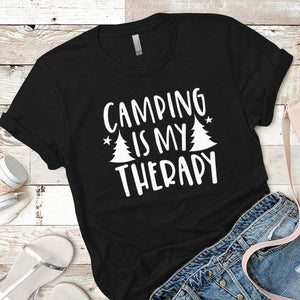Camping Therapy Premium Tees T-Shirts CustomCat Black X-Small 