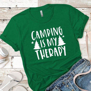 Camping Therapy Premium Tees T-Shirts CustomCat Kelly Green X-Small 