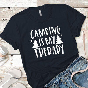 Camping Therapy Premium Tees T-Shirts CustomCat Midnight Navy X-Small 