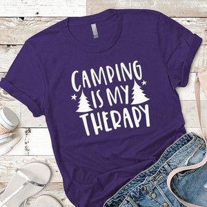 Camping Therapy Premium Tees T-Shirts CustomCat Purple Rush/ X-Small 