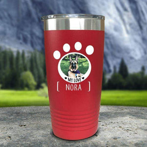 Personalized Pet Photo Color Printed Tumblers Tumbler Nocturnal Coatings 20oz Tumbler Red 