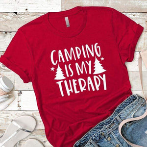 Camping Therapy Premium Tees T-Shirts CustomCat Red X-Small 