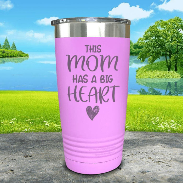 Mom Big Heart Engraved Tumbler Tumbler ZLAZER 20oz Tumbler Lavender 