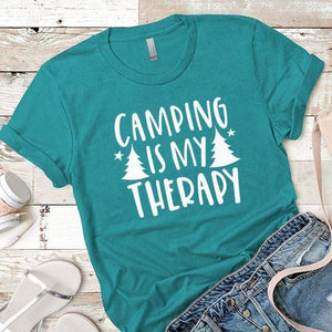 Camping Therapy Premium Tees T-Shirts CustomCat Tahiti Blue X-Small 