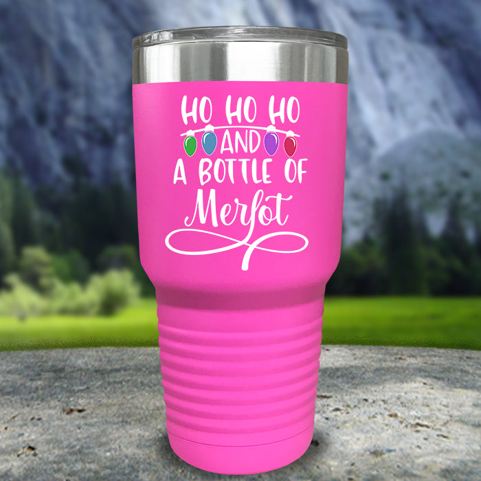 Ho Ho Ho And A Bottle Of Merlot Color Printed Tumblers