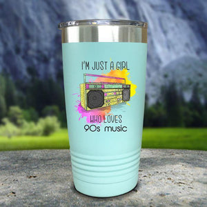 A Girl Who Loves 90s Music Color Printed Tumblers Tumbler Nocturnal Coatings 20oz Tumbler Mint 