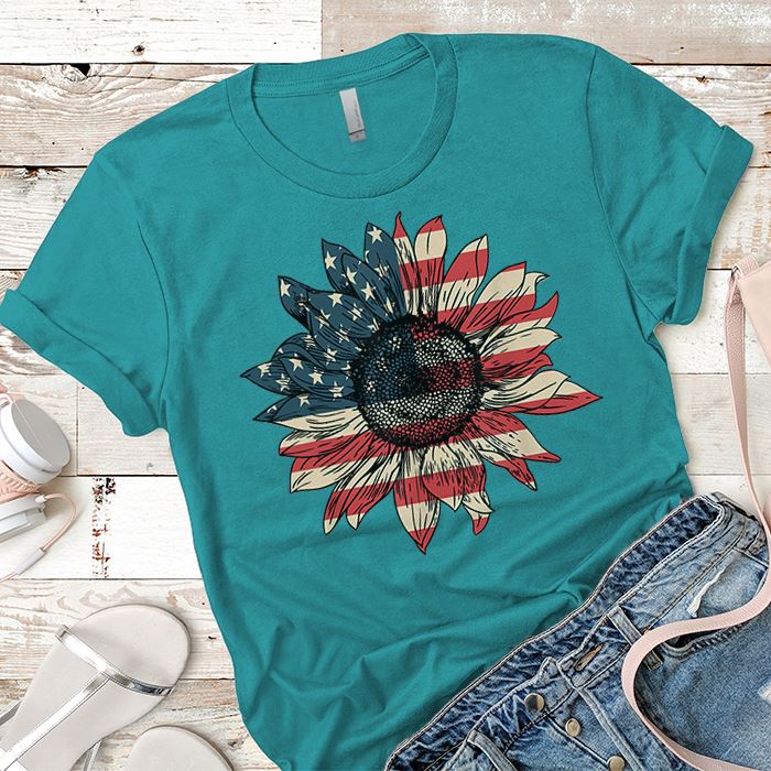 Sunflower American Flag Premium Tee