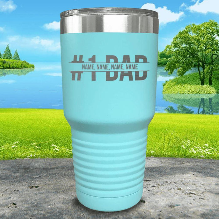 #1 Dad (CUSTOM) With Child's Name Engraved Tumbler Tumbler ZLAZER 30oz Tumbler Mint 