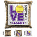 Personalized LOVE Softball Magic Sequin Pillow Pillow GLAM Gold Purple 