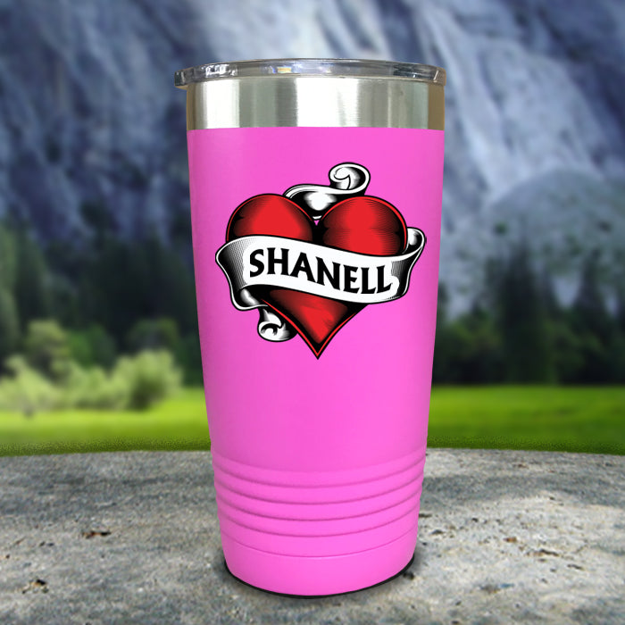 Heart Tattoo Personalized Color Printed Tumblers