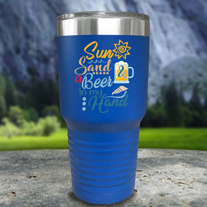 Laser Engraved Yeti Wine Tumbler - Sun, Sand, & a Drink In My Hand