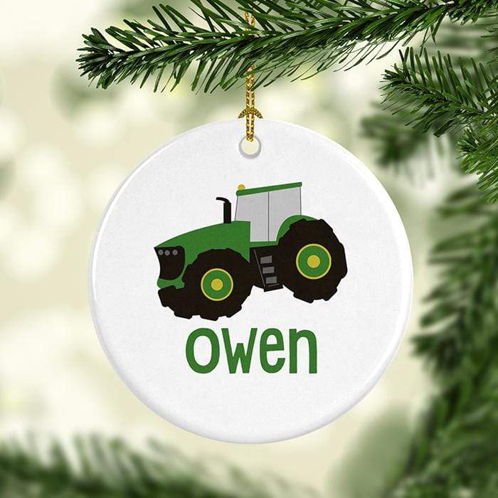 Tractor Personalized Ceramic Ornaments