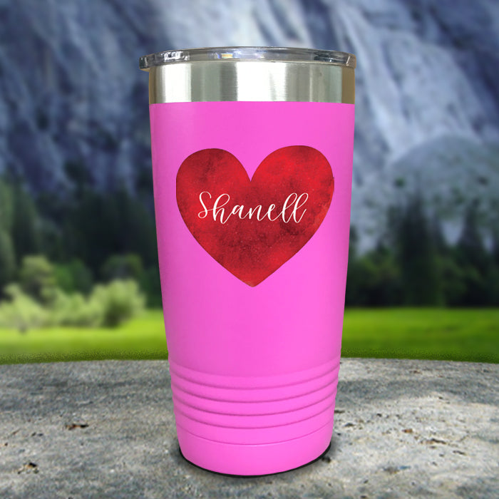 Heart Watercolor Personalized Color Printed Tumblers