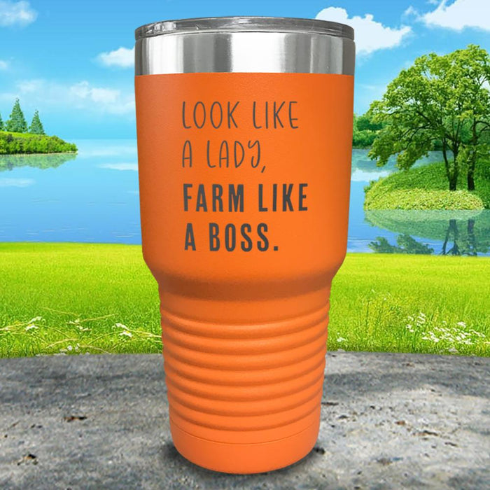 Look Like A Lady Farm Like A Boss Engraved Tumbler