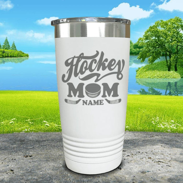 Hockey Mom (CUSTOM) Engraved Tumblers Tumbler ZLAZER 20oz Tumbler White 