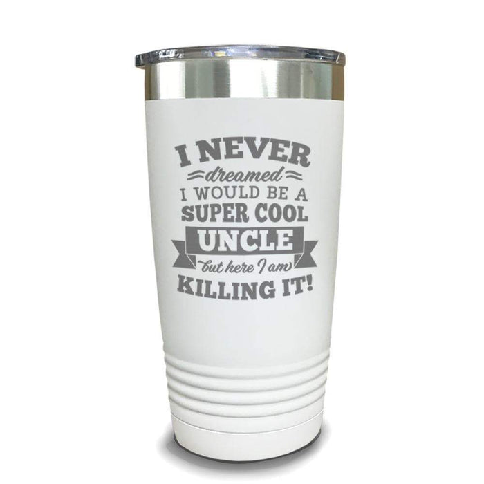 Super Cool Uncle Engraved Tumbler Engraved Tumbler ZLAZER 20oz Tumbler White 