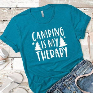 Camping Therapy Premium Tees T-Shirts CustomCat Turquoise X-Small 
