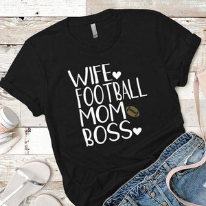 Football Mom Boss Premium Tees T-Shirts CustomCat Black X-Small 