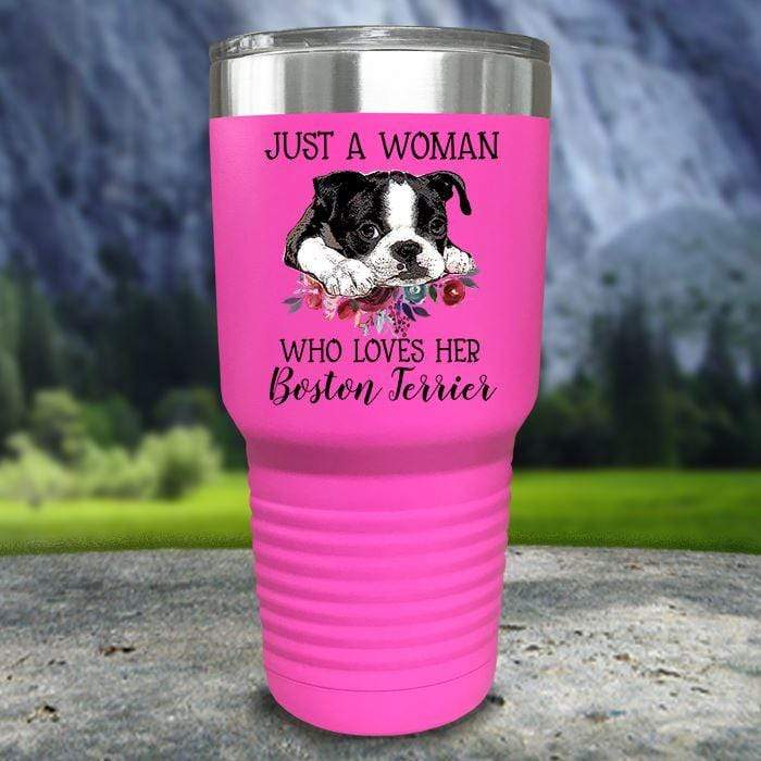 A Woman Who Loves Her Boston Terrier Color Printed Tumblers