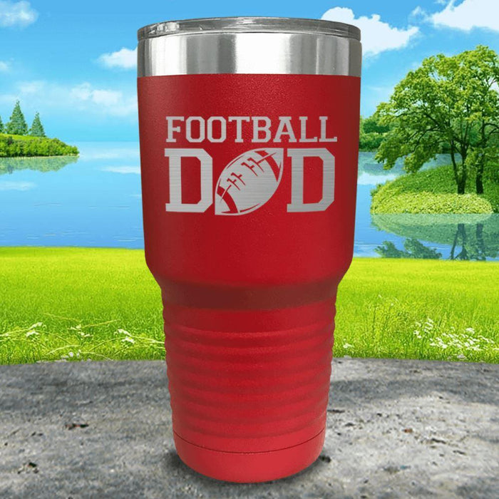 Football Dad Engraved Tumbler Tumbler ZLAZER 30oz Tumbler Red 