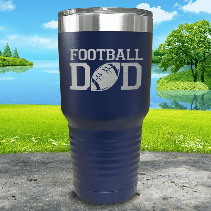 Football Dad Engraved Tumbler Tumbler ZLAZER 30oz Tumbler Navy 