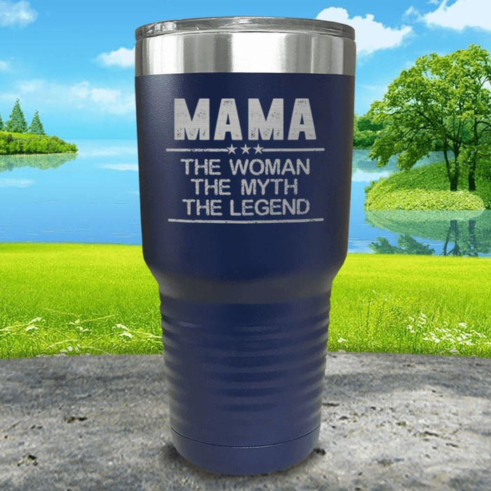 Mama The Woman Myth Legend Engraved Tumbler Tumbler ZLAZER 30oz Tumbler Navy 