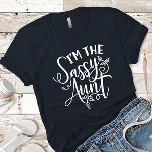 Sassy Aunt Premium Tees T-Shirts CustomCat Midnight Navy X-Small 