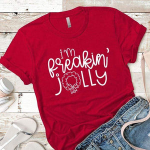 I'm Freakin Jolly Premium Tees T-Shirts CustomCat Red X-Small 