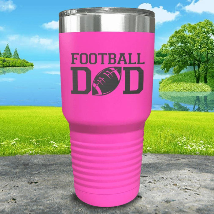 Football Dad Engraved Tumbler Tumbler ZLAZER 30oz Tumbler Pink 