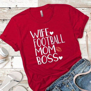 Football Mom Boss Premium Tees T-Shirts CustomCat Red X-Small 