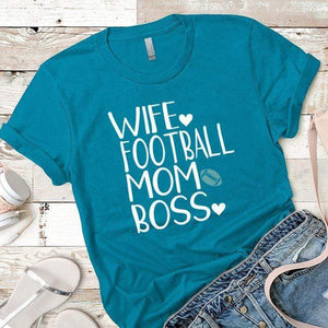 Football Mom Boss Premium Tees T-Shirts CustomCat Turquoise X-Small 