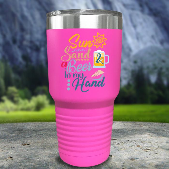 Sun Sand and Beer In My Hand Color Printed Tumblers