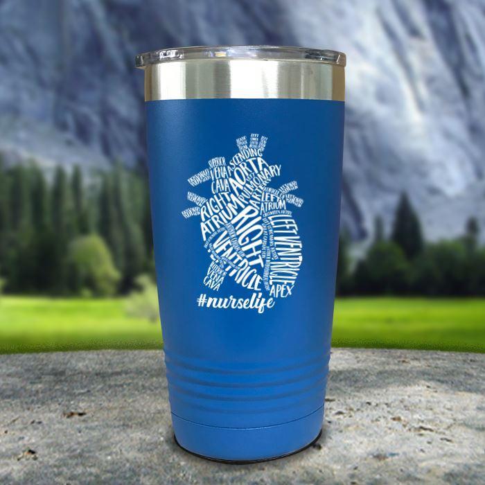 Nurse Descriptive Heart Color Printed Tumblers Tumbler ZLAZER 20oz Tumbler Blue 