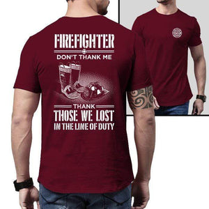 Firefighter Thank Our Fallen Heroes Premium Tee T-Shirts CustomCat Cardinal X-Small 