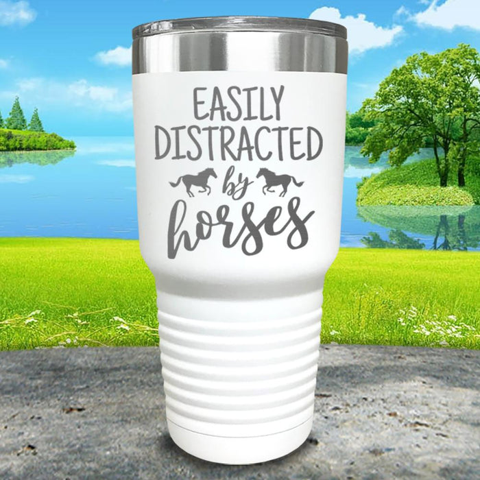 Easily Distracted By Horses Engraved Tumbler