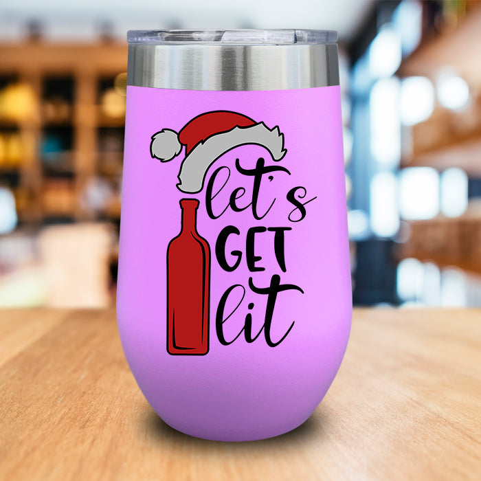 Let's Get Lit Christmas Color Printed Wine Tumbler