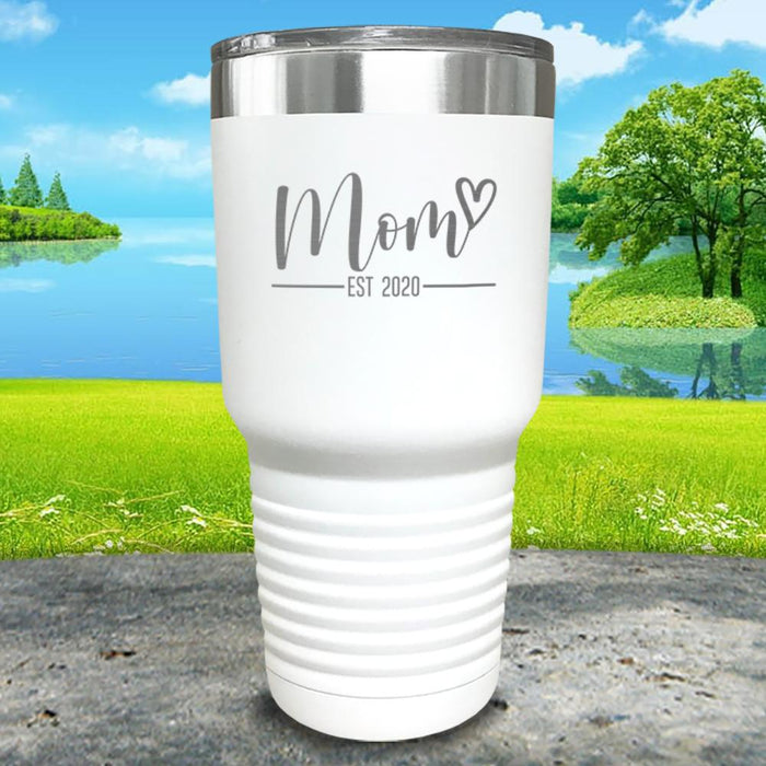 Personalized Mom EST Script Heart Engraved Tumbler