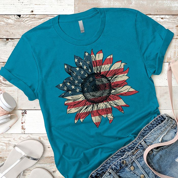 Sunflower American Flag Premium Tee