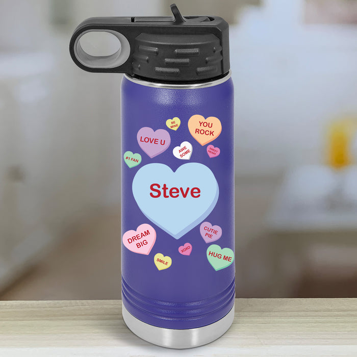 Personalized Candy Heart Kids Water Bottle Tumblers