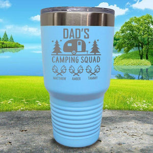 Dad's Camping Squad (CUSTOM) With Child's Name Engraved Tumblers Tumbler ZLAZER 30oz Tumbler Light Blue 