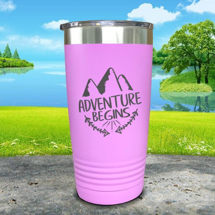 Adventure Begins Engraved Tumbler Tumbler ZLAZER 20oz Tumbler Lavender 