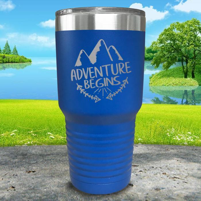 Adventure Begins Engraved Tumbler Tumbler ZLAZER 30oz Tumbler Blue 