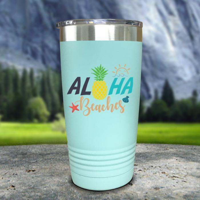 Aloha Beaches Color Printed Tumblers Tumbler Nocturnal Coatings 20oz Tumbler Mint 